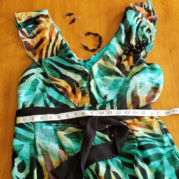 Bisou Bisou  Casual Dress Green/Black Size 16 - Picture 4 of 6